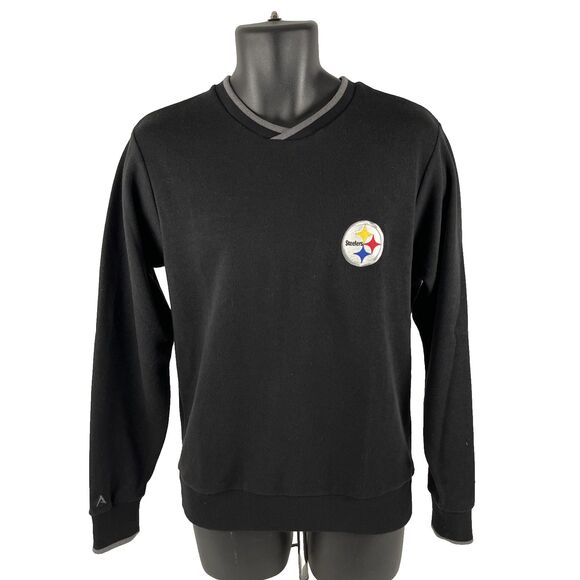 Mens Antigua Pittsburgh Steelers Ribbed Black Sweatshirt Size Small - Picture 6 of 7